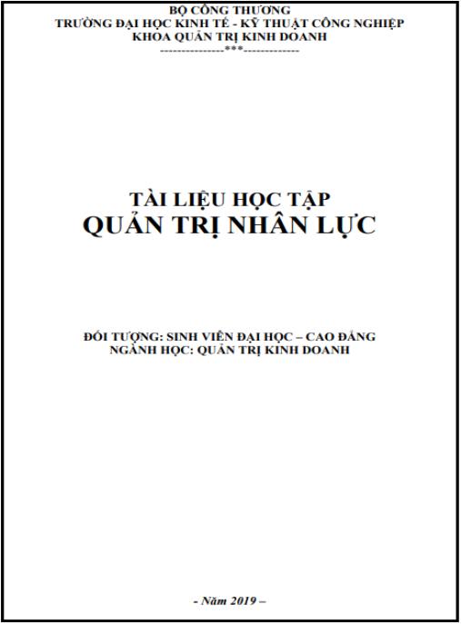Tài liệu số Quản trị nhân lực