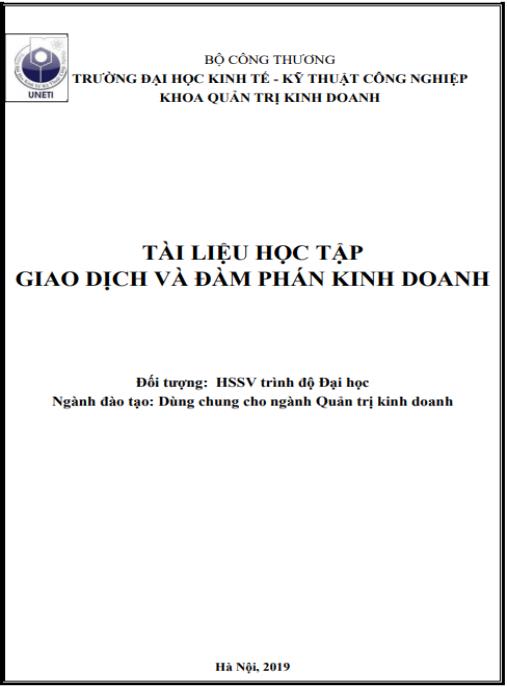 Tài liệu số Tài liệu học tập Giao dịch và đàm phán kinh doanh