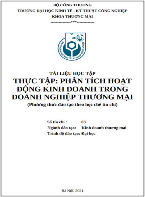 Tài liệu số Tài liệu học tập Phân tích hoạt động kinh doanh trong doanh nghiệp thương mại