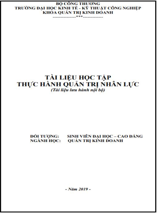 Tài liệu số Tài liệu học tập Thực hành quản trị nhân lực