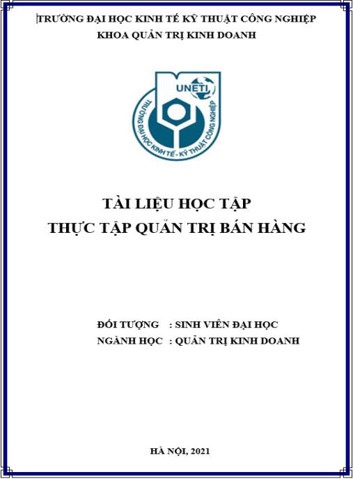 Tài liệu số Tài liệu học tập Thực tập Quản trị bán hàng