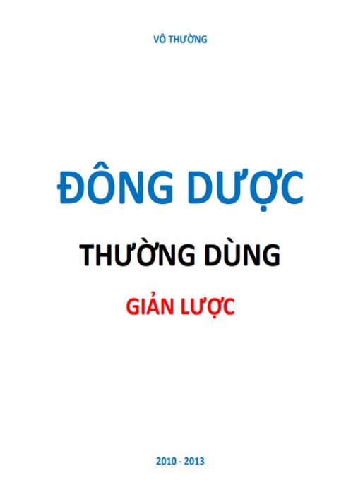Tài liệu số Đông Dược Thường Dùng Giản Lược