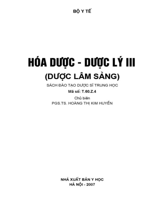 Tài liệu số Hóa Dược – Dược Lý Tập 3 (Dược Lâm Sàng)