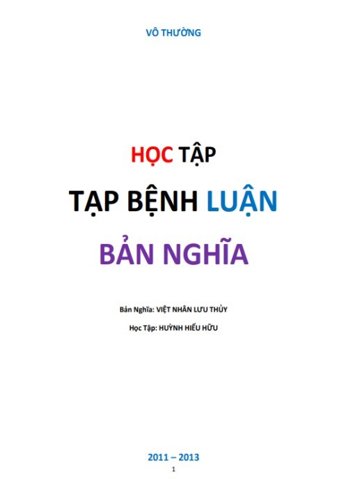Tài liệu số Học Tập Tập Bệnh Luận Bản Nghĩa