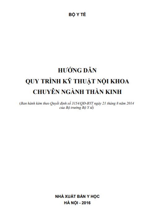 Tài liệu số Hướng Dẫn Quy Trình Kỹ Thuật Nội Khoa Chuyên Ngành Thần Kinh